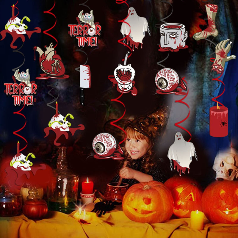 12pcs Halloween Spiral Pendants Ghost Festival Horror Bloody Organ Hanging Pendants Happy Halloween Day Decor For Home 2023