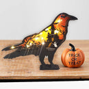 Halloween Wooden Crafts Pumpkin Crow Lanterns Wood Carved Patterns With Light Tabletop Ornaments Happy Halloween Party Decor