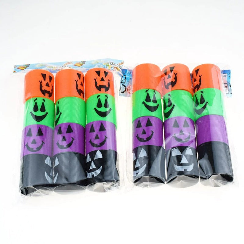 4pcs Halloween Rainbow Ring Plastic Spring Ring Funny Children's Ghost Festival Toys Trick Or Treat Happy Halloween Party Gift
