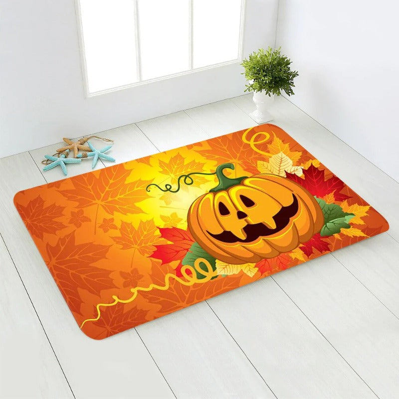 Halloween Printed Carpet Floor Mat Pumpkin Ghost Festival Doorstep Mat Trick Or Treat Happy Halloowen Day Bathroom Anti-skid Mat