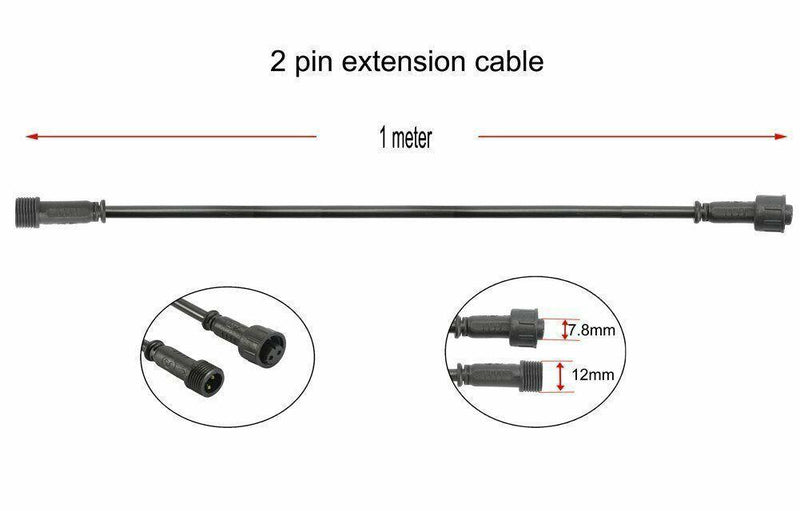 Extension Cable with 2Pin Connectors for Single LED Deck Lights - WELLQHOME