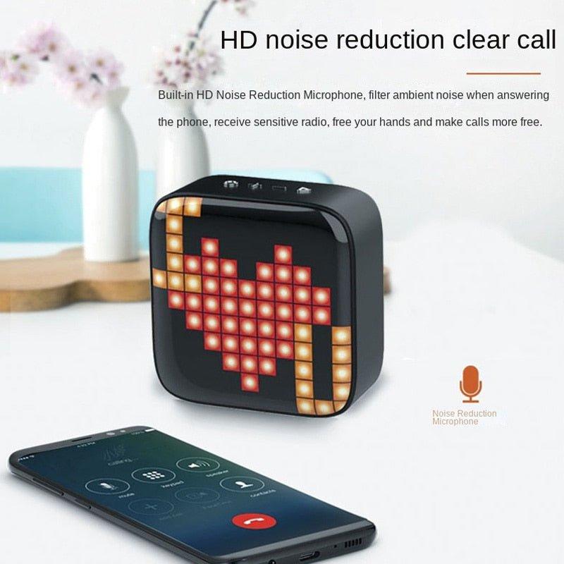 Retro Pixel Art Portable Bluetooth Speaker LED Display Board for Cute Gift Home Light Decoration Mini Hifi - WELLQHOME